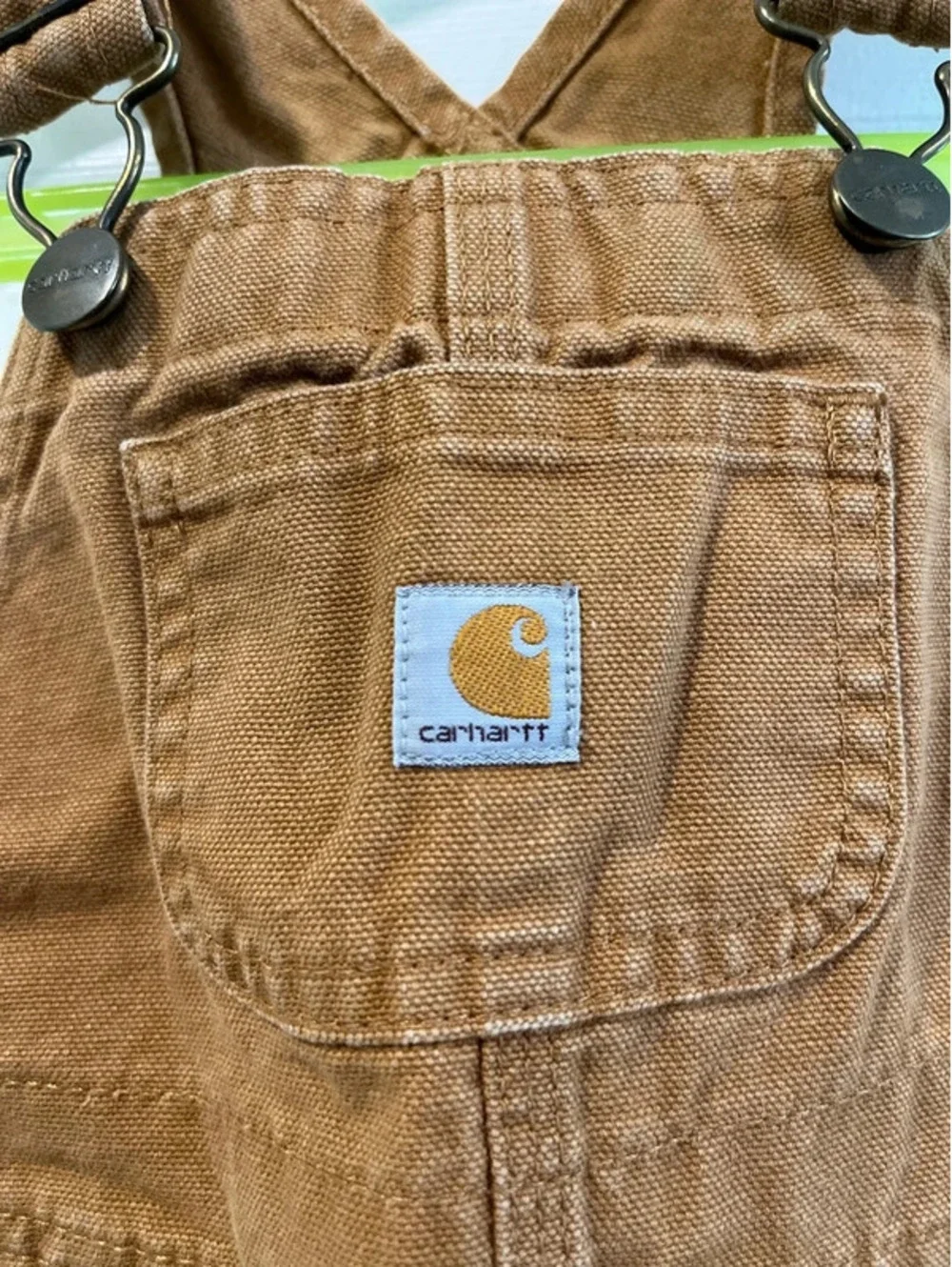 Carhartt Bib Overalls Toddler 18 Months Brown Duck Canvas Flannel Lined